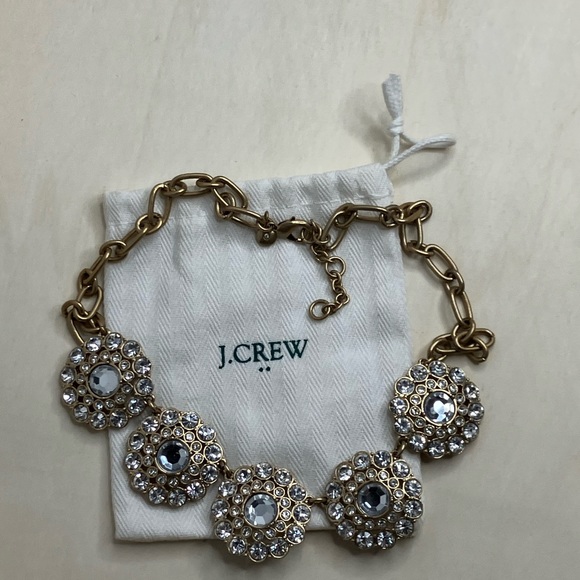Designer J. Crew Gold Tone Crystal Rhinestone statement necklace ✨✨ - Picture 6 of 7
